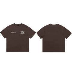 Cole Buxton Brown Circular Badge Minimalist Logo T-Shirt