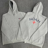 NOAH MARS Men Grey Zip Cardigan Hoodie Chest Cross Embroidery Logo