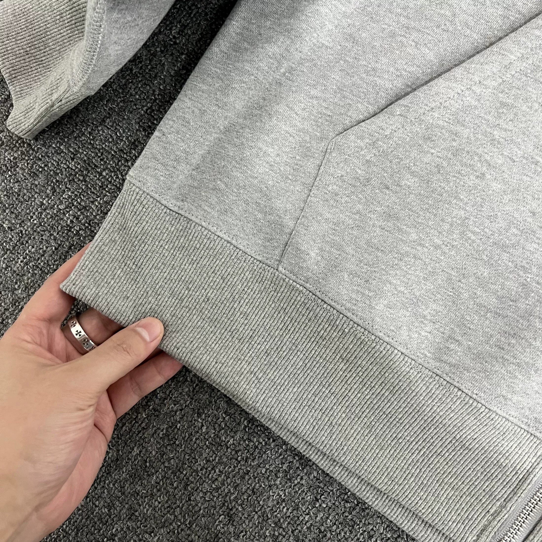 NOAH MARS Men Grey Zip Cardigan Hoodie Chest Cross Embroidery Logo