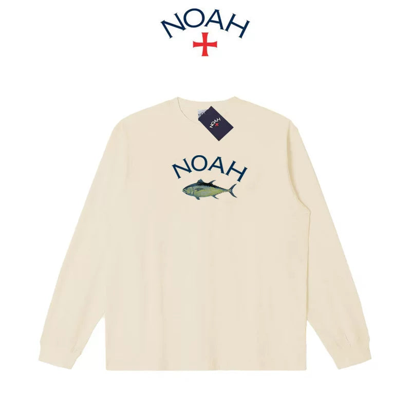 NOAH BWCJ Tuna Print Pure Cotton Unisex Long Sleeve Tee Autumn