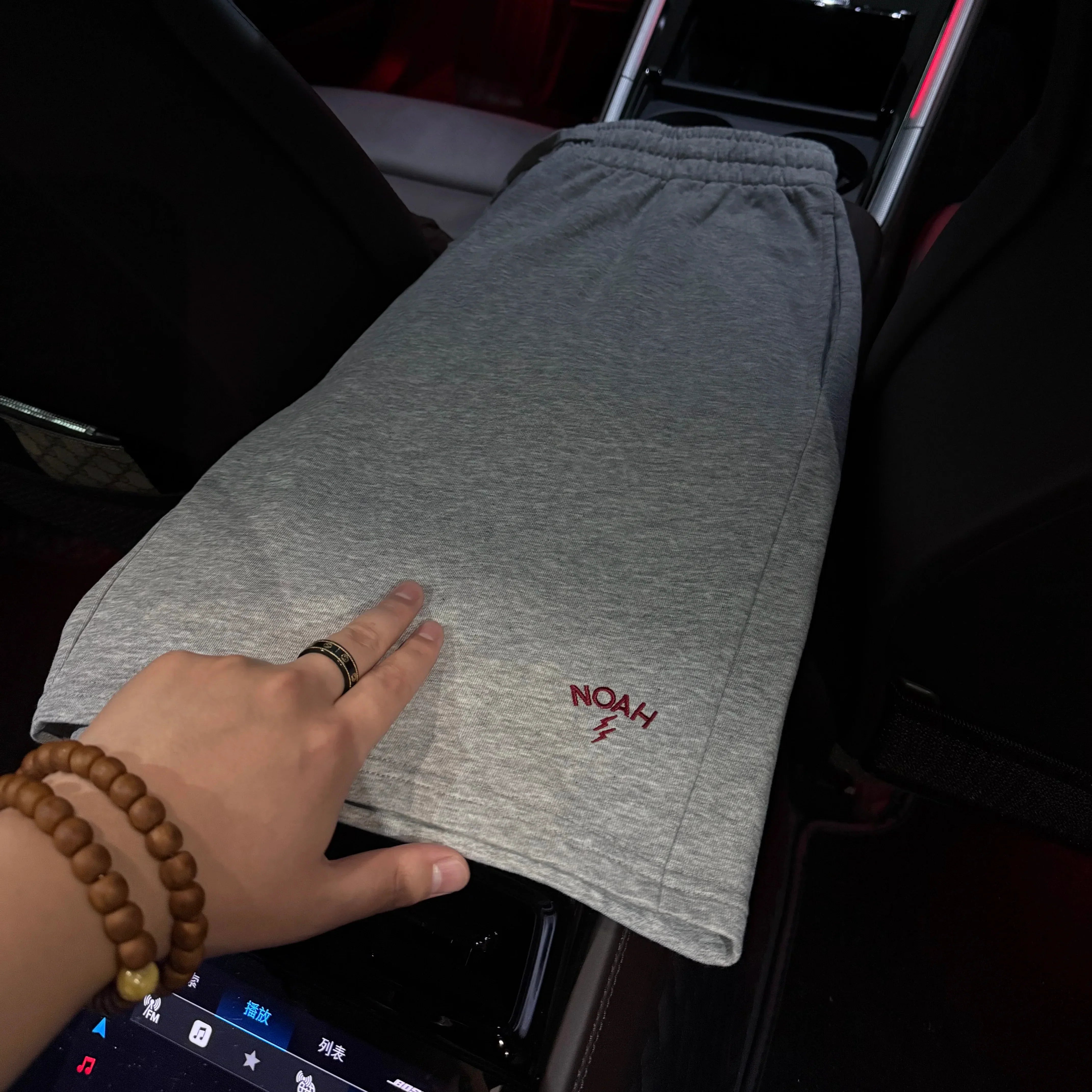 NOAH MARS Lightning Embroidery Thin Cool Five Quarter Knit Shorts for Men Couple
