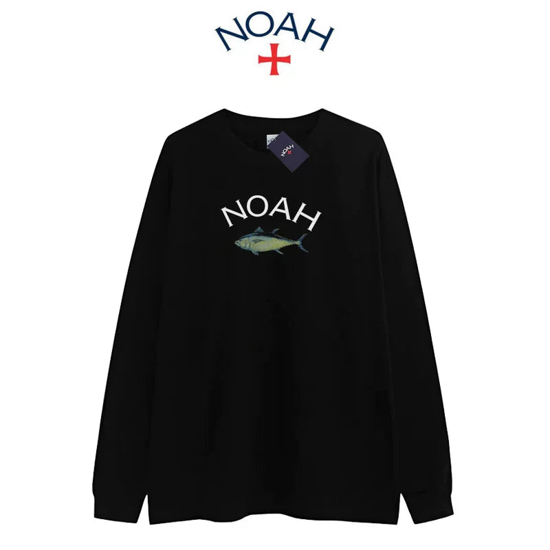 NOAH BWCJ Tuna Print Pure Cotton Unisex Long Sleeve Tee Autumn