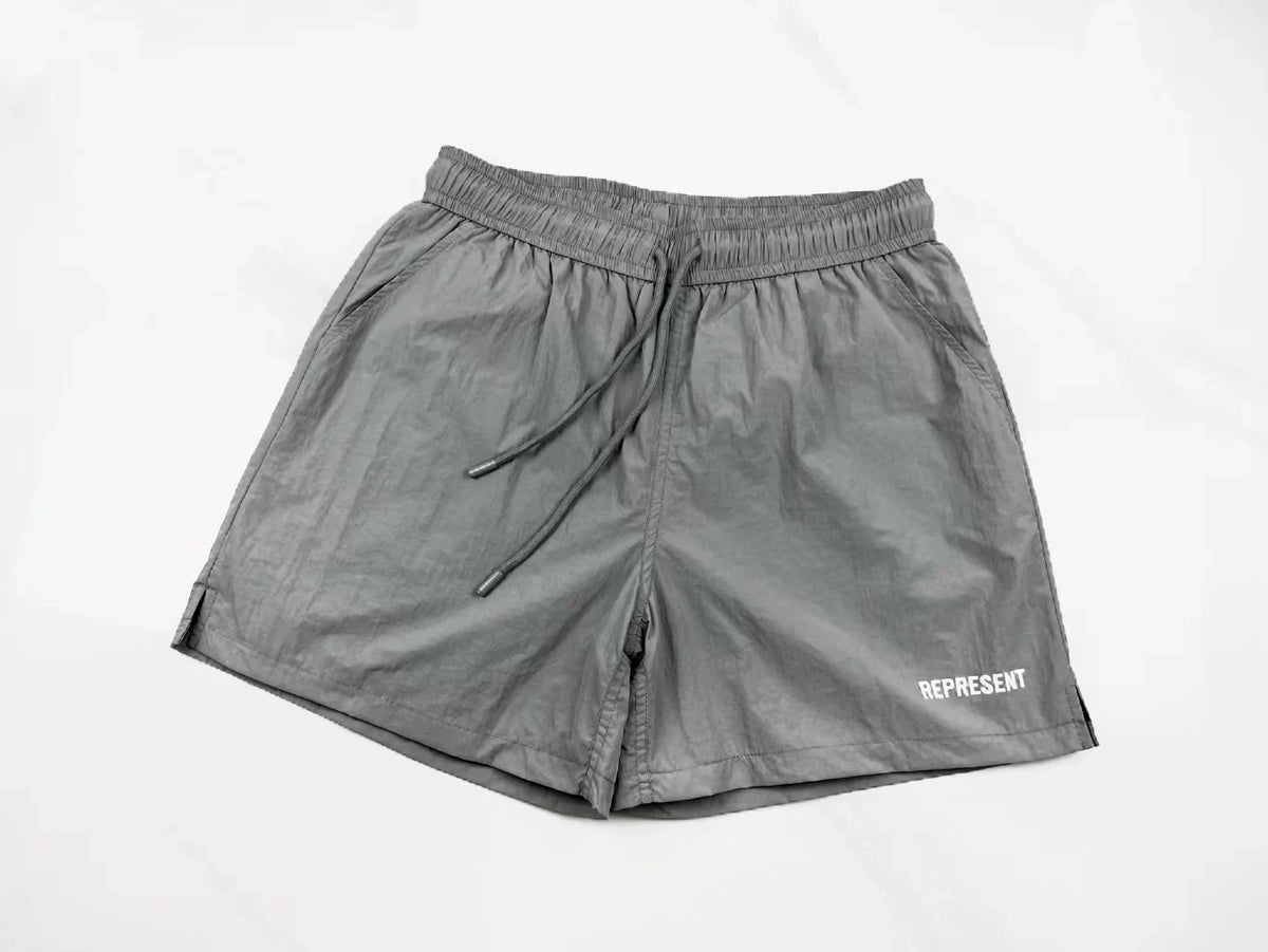 Represent Minimalist Nylon Shorts - Taupe/Grey