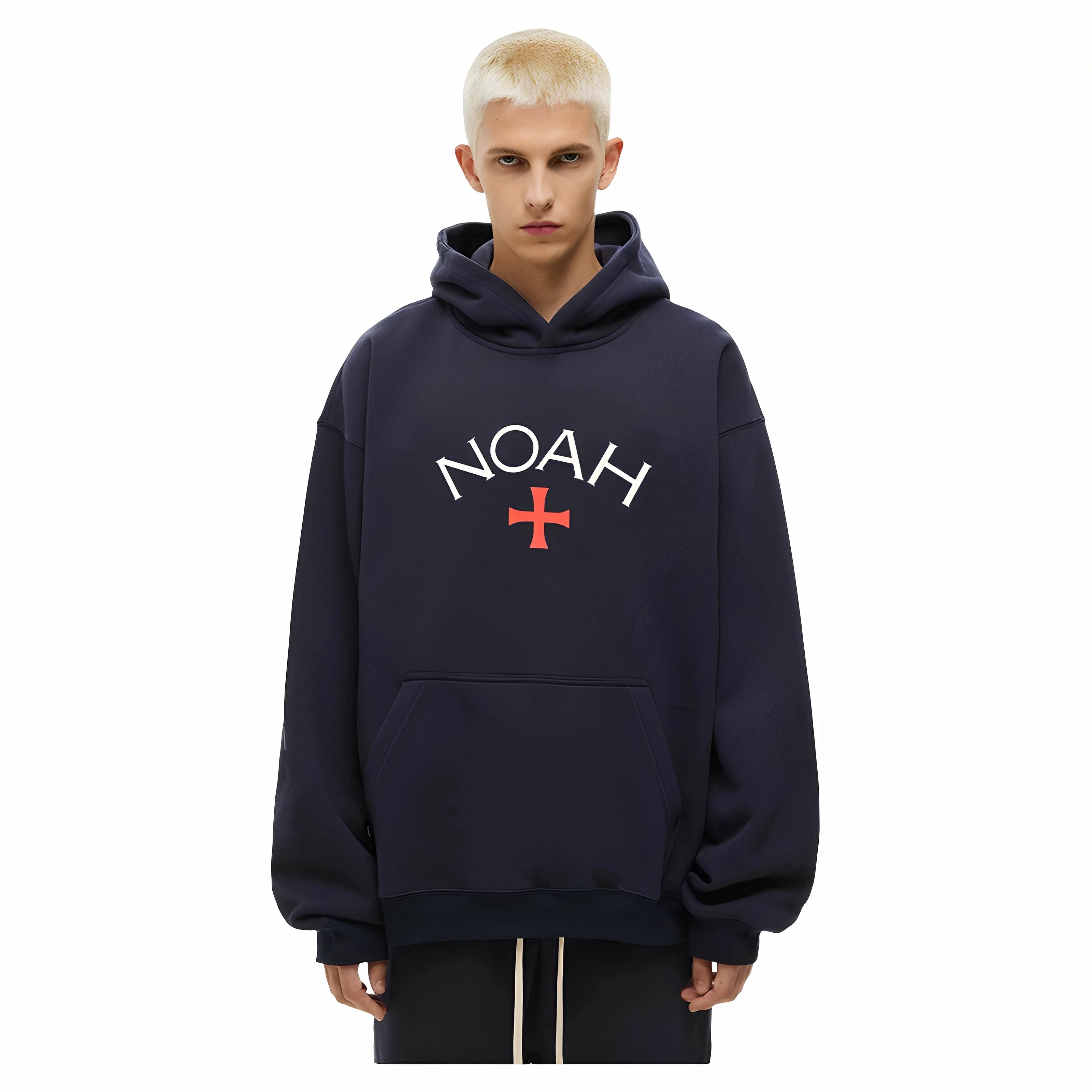 NOAH MARS Grey First Gen Cross Hoodie Men American Casual Loose